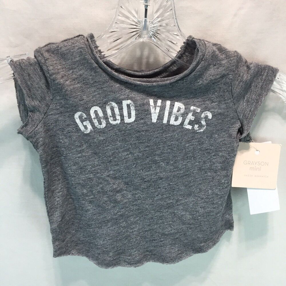 Grayson Mini Gray Good Vibes Distressed T Shirt T0393TT86 12 Months SS9